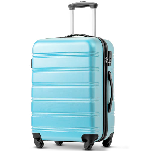 20/24/28 Inch Set of 3 ABS Hard Shell 4-Wheel Travel Luggage with Silent Wheels, Secure Combination Lock, Trolley Suitcase Set, Blue