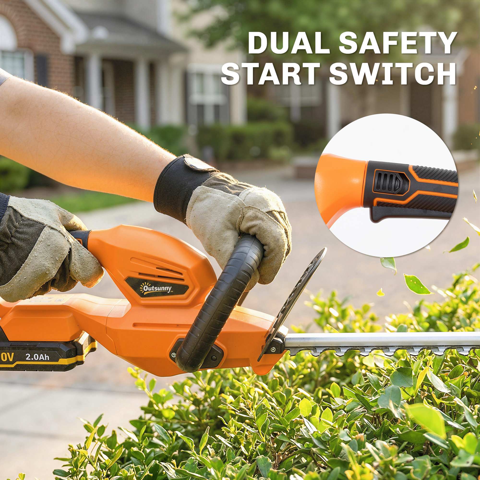 20" Cordless Hedge Trimmer, 18V Electric Hedge Cutter with 51cm Dual Action Blade, 2000mAh Battery and Charger