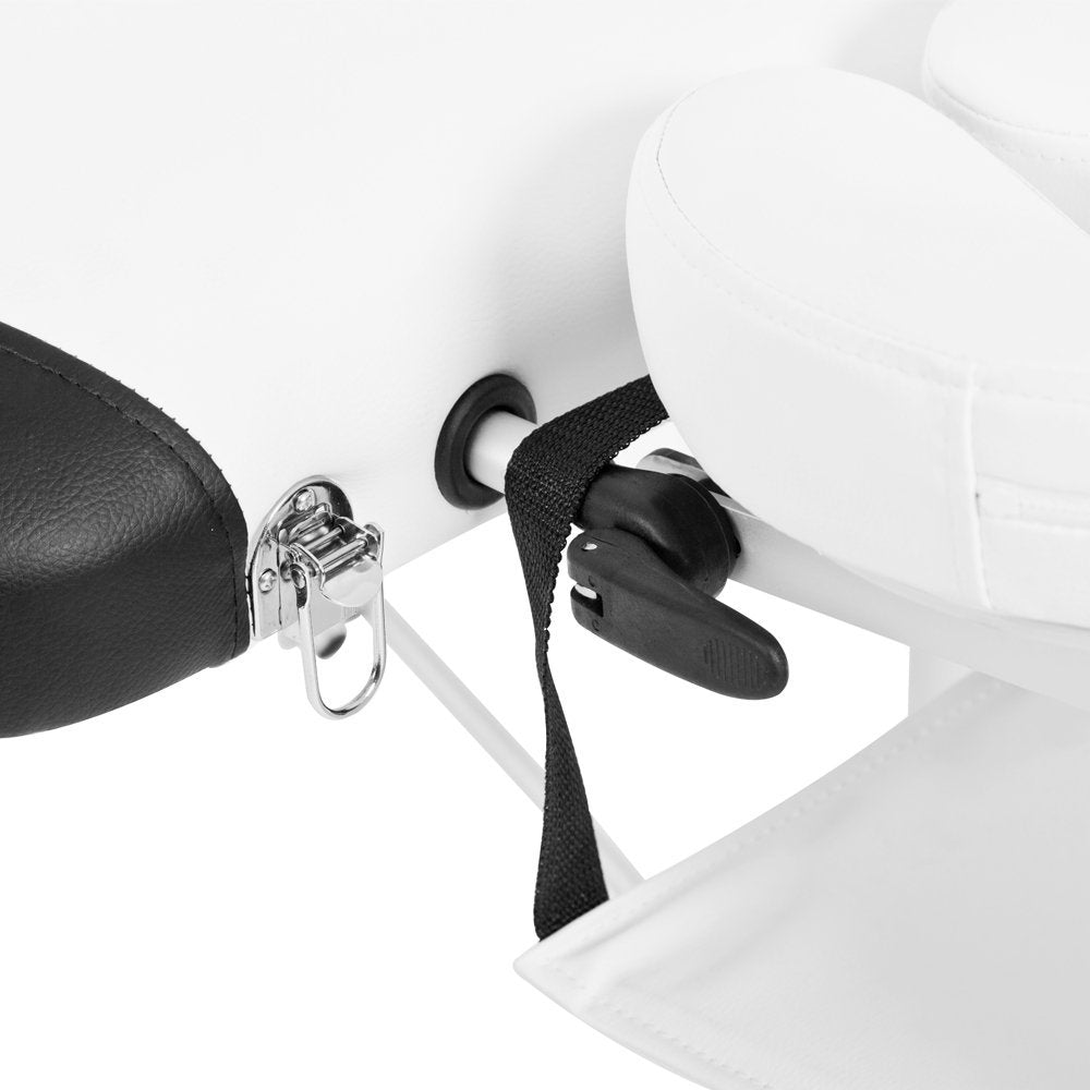 Portable Aluminium Massage Table, 3-Section Foldable Couch Bed with Adjustable Headrest, Arm Support, and Carrying Bag, White