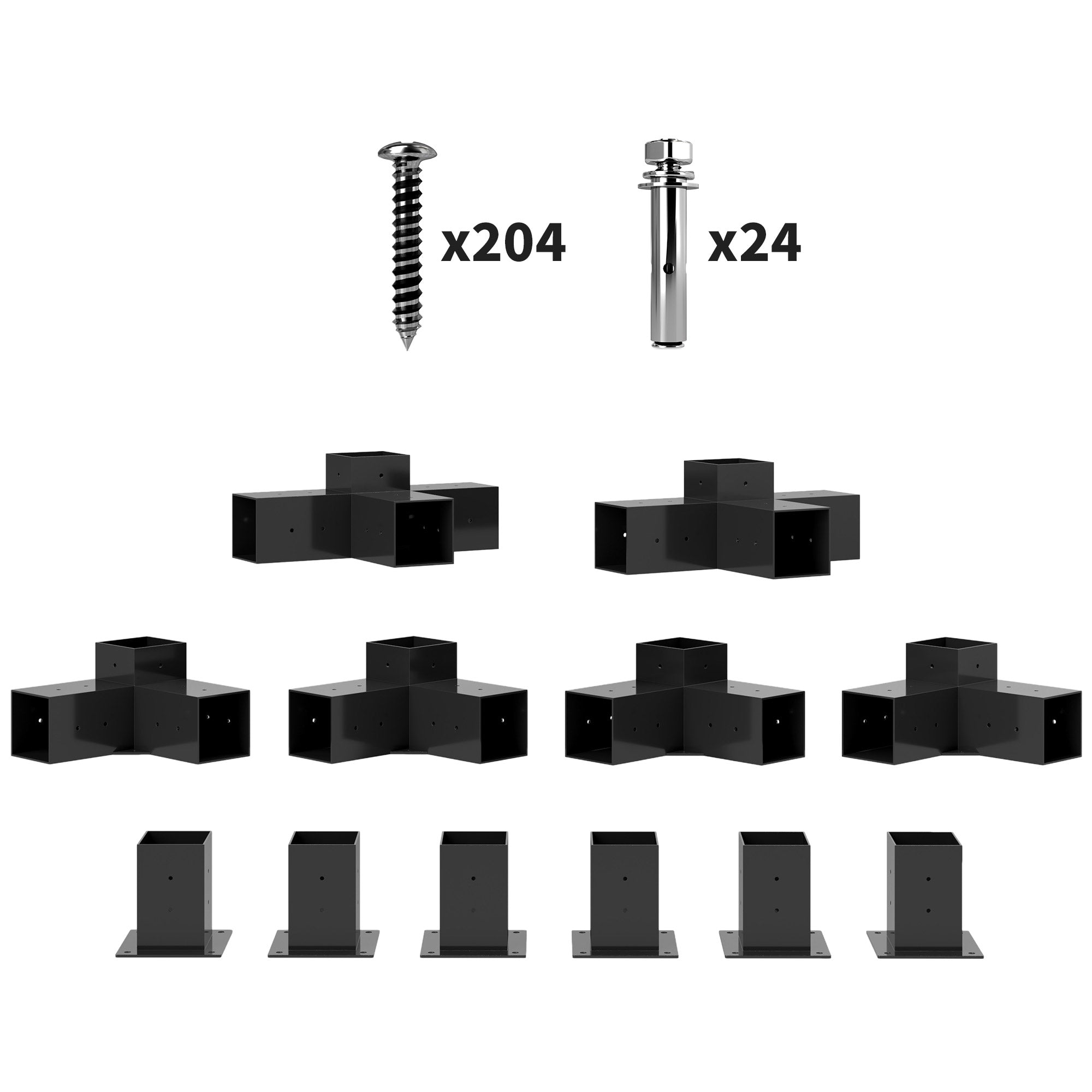 12PCS Pergola Kit, Pergola Brackets with 3-Way & 4-Way Corner Brackets for 9.6 x 9.6 cm (Actual 9.2 x 9.2 cm) Lumber