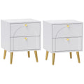 2-Drawer Bedside Table Set of 2 - White