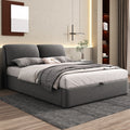 Upholstered Double Bed with Hydraulic Storage and Drawers - Grey Velvet