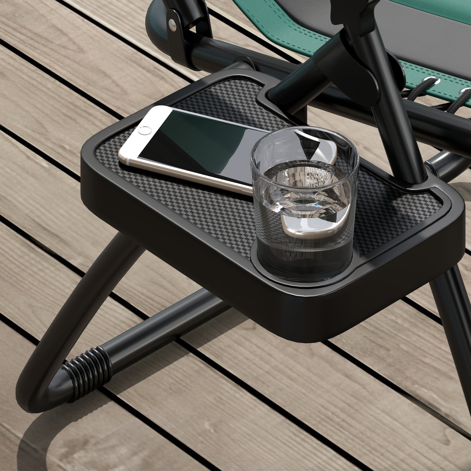 Set of 2 Zero Gravity Lounger Chairs with Padded Cushion and Cup Holder - Green