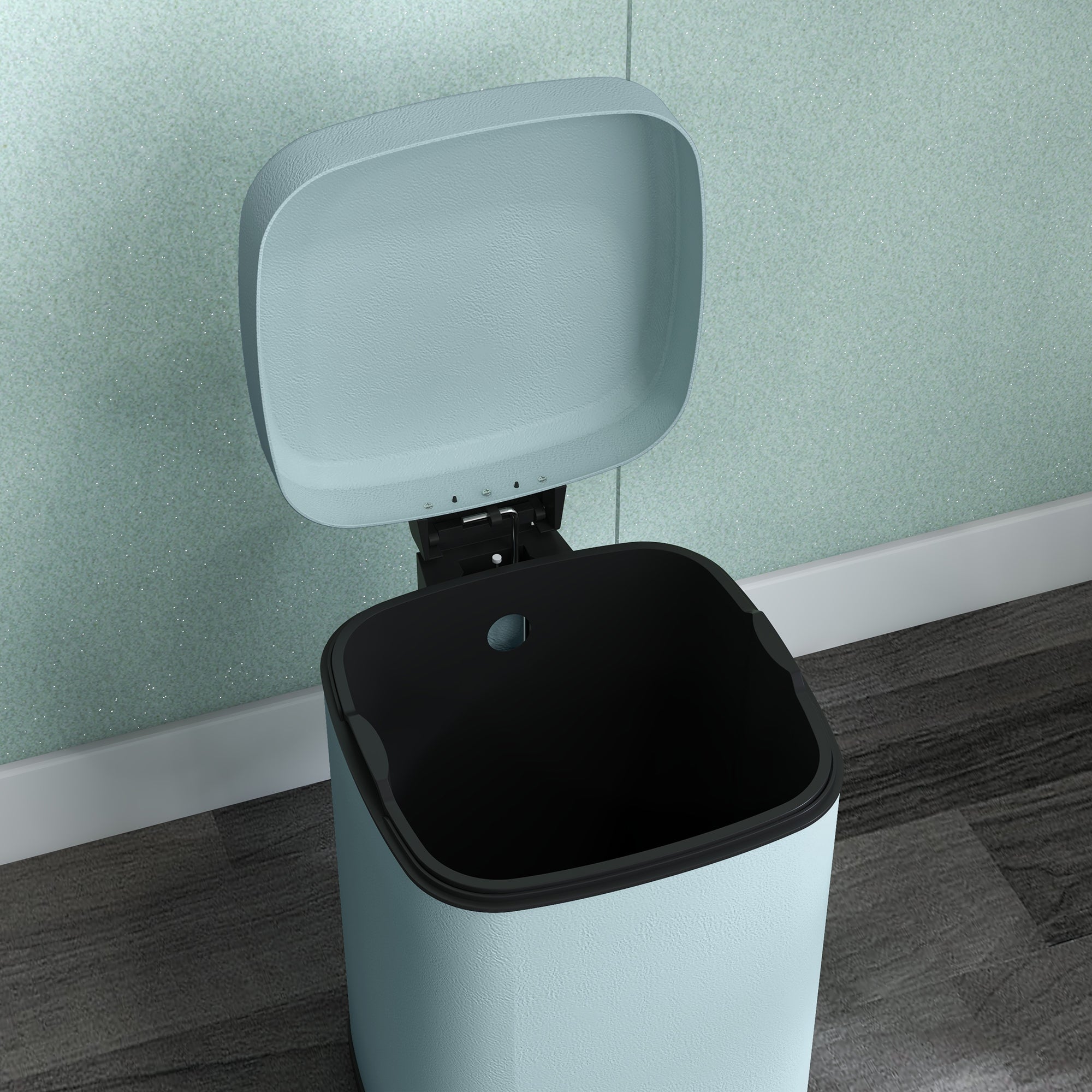 12L Modern Boxy Metal Home Kitchen Bin - Light Green