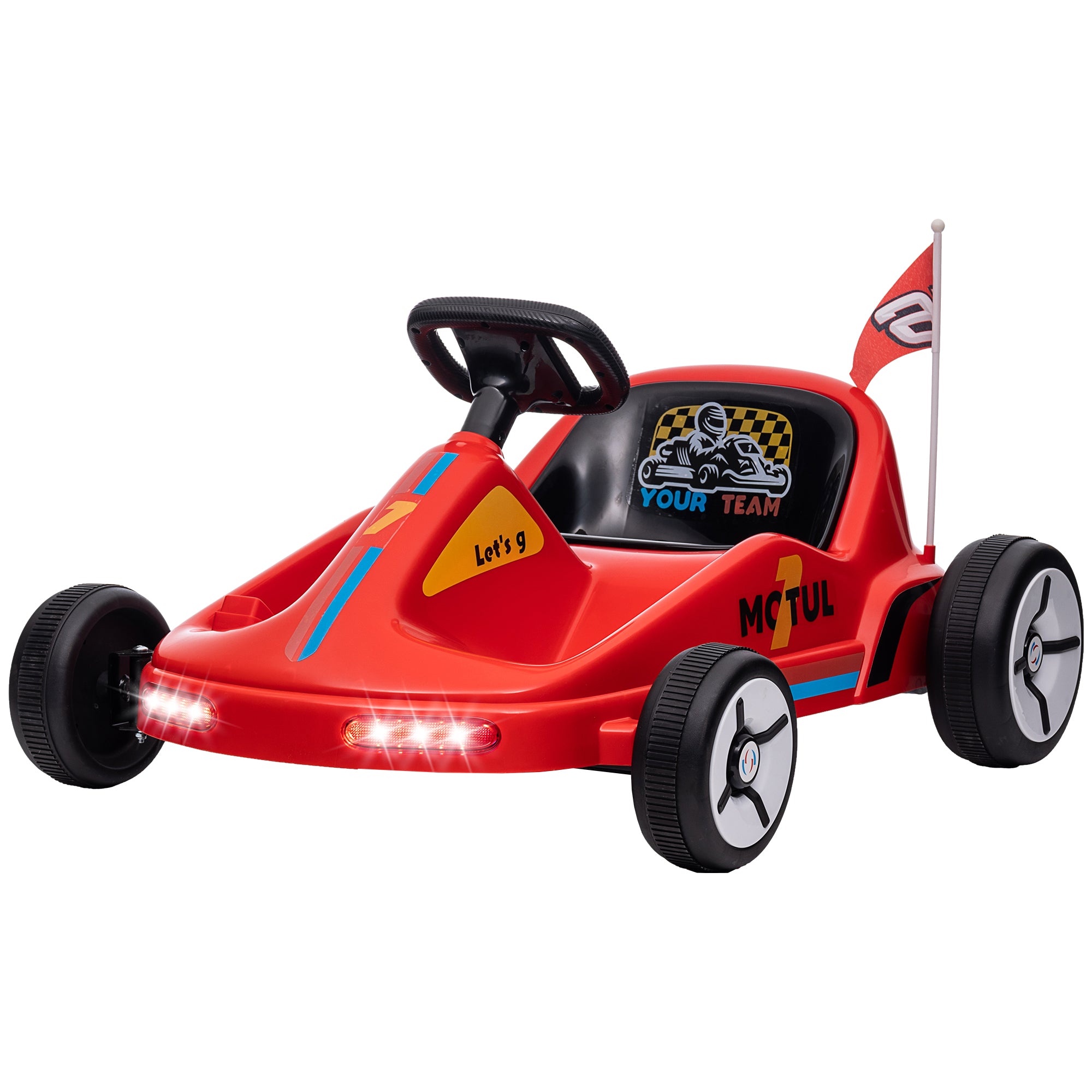 6V Electric Go Kart for Kids with Music, Light, Horn, for 3-5 Years, Red