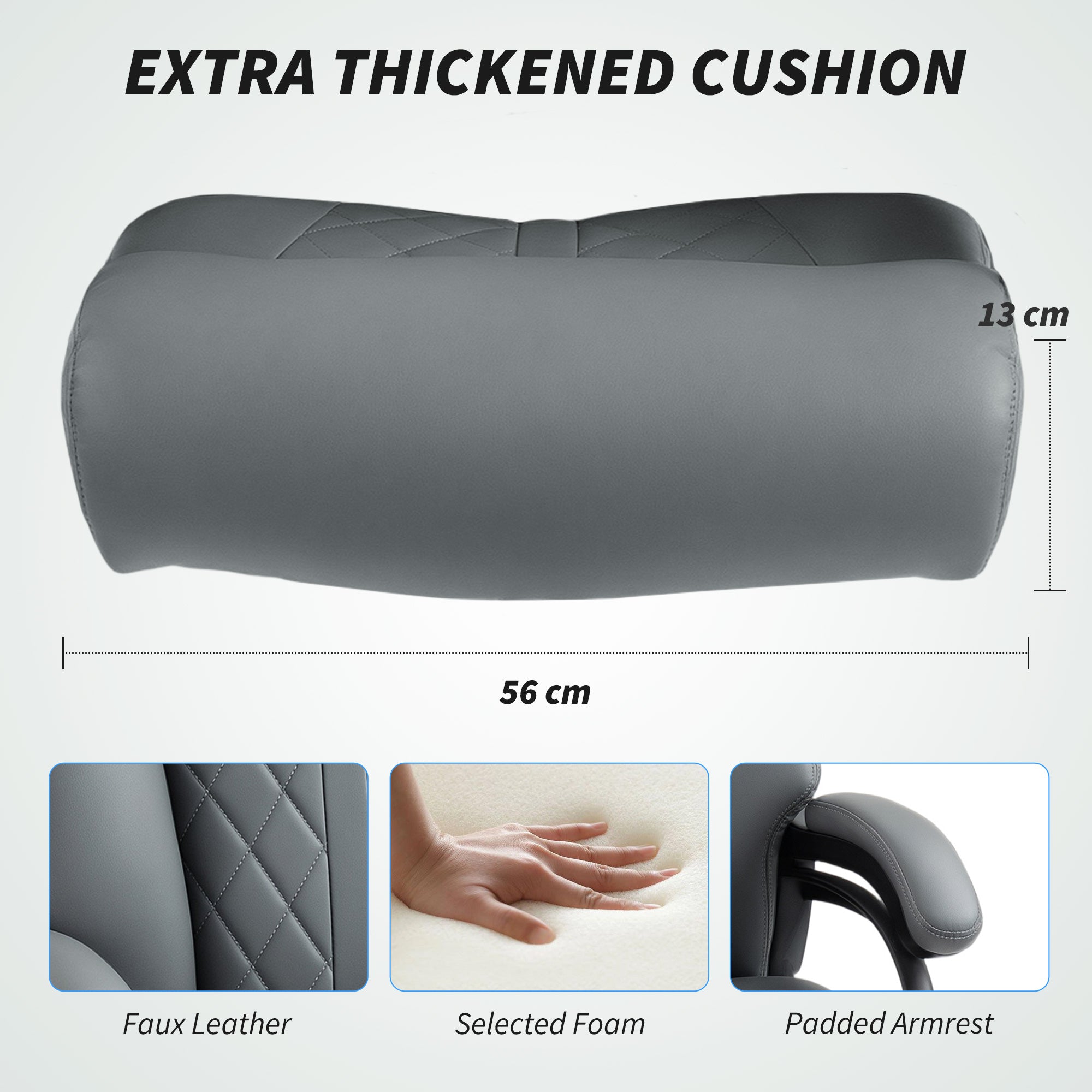 Super Padded Faux Leather Office Chair - Charcoal Grey