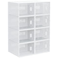 8PCS Clear Stackable Shoe Storage Boxes with Magnetic Door for UK/EU Size up to 8.5/43 - Clear