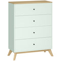 4 Drawer Storage Cabinet, Chest of Drawers for Bedroom Living Room, Light Green and Oak