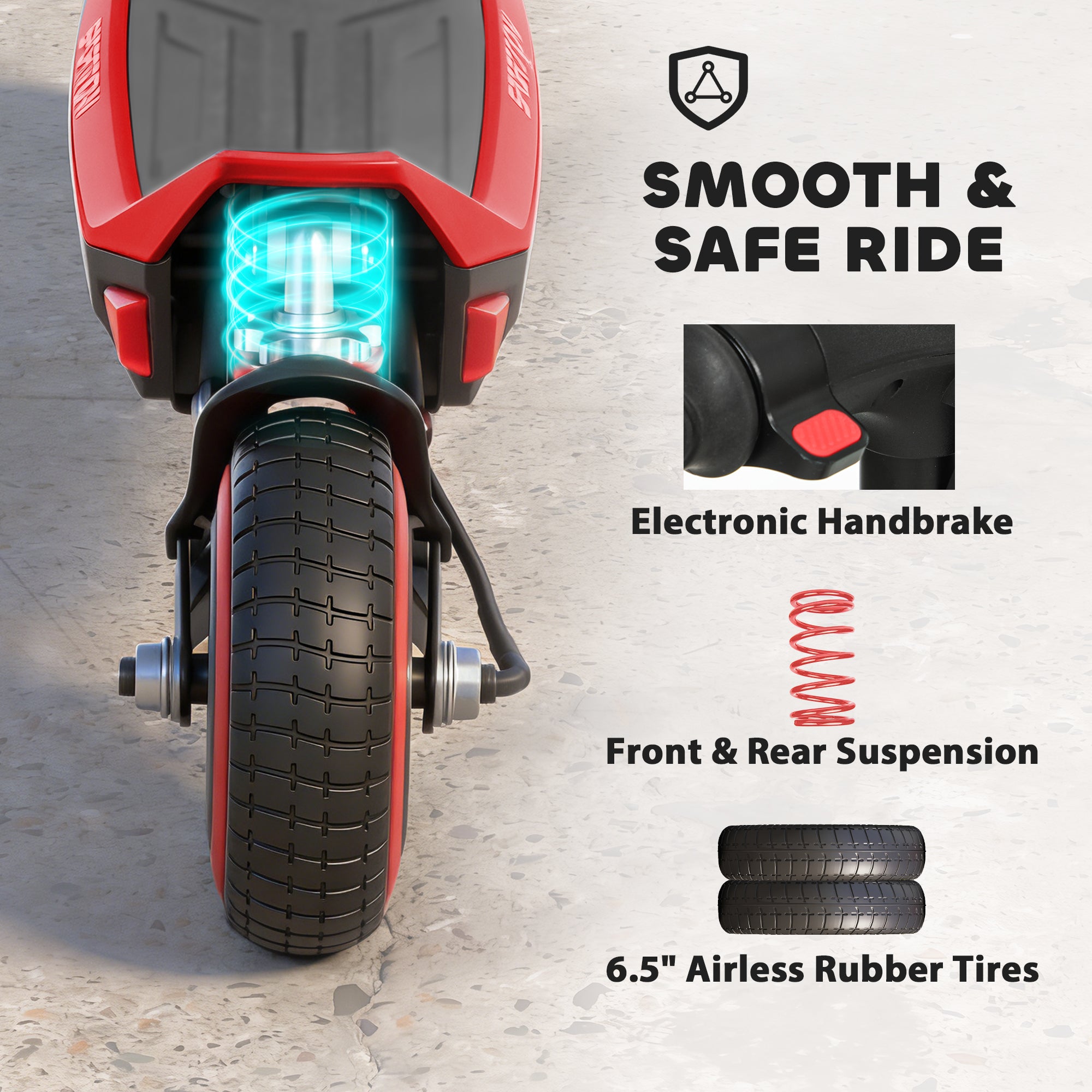 Electric Scooter for Kids, Foldable E Scooter for Age Age 6+ with LED Display, RGB lights, Up to 16km/h, Red