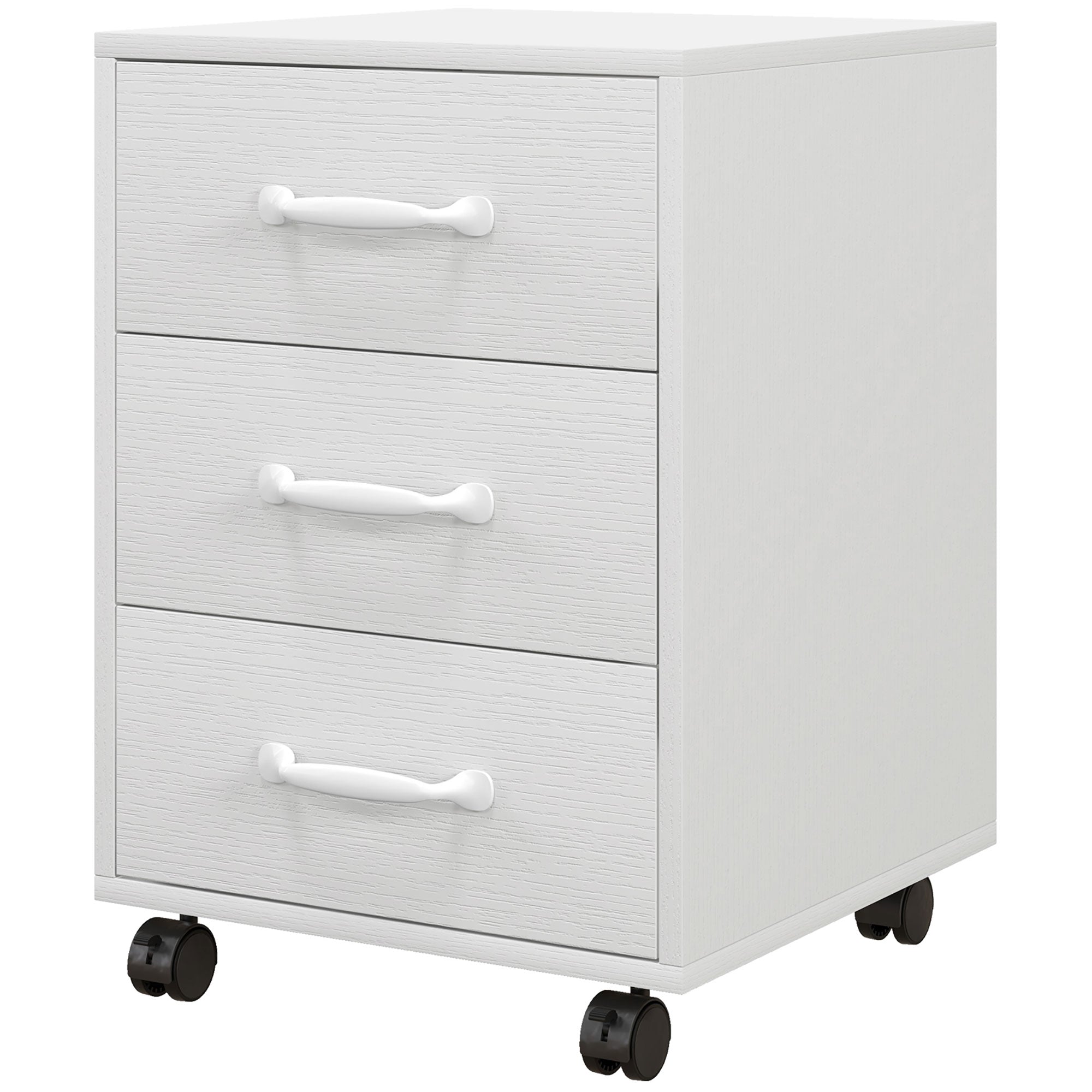 3 Drawer File Cabinet, Mobile Filing Cabinet on Wheels for Home Office, Study, White