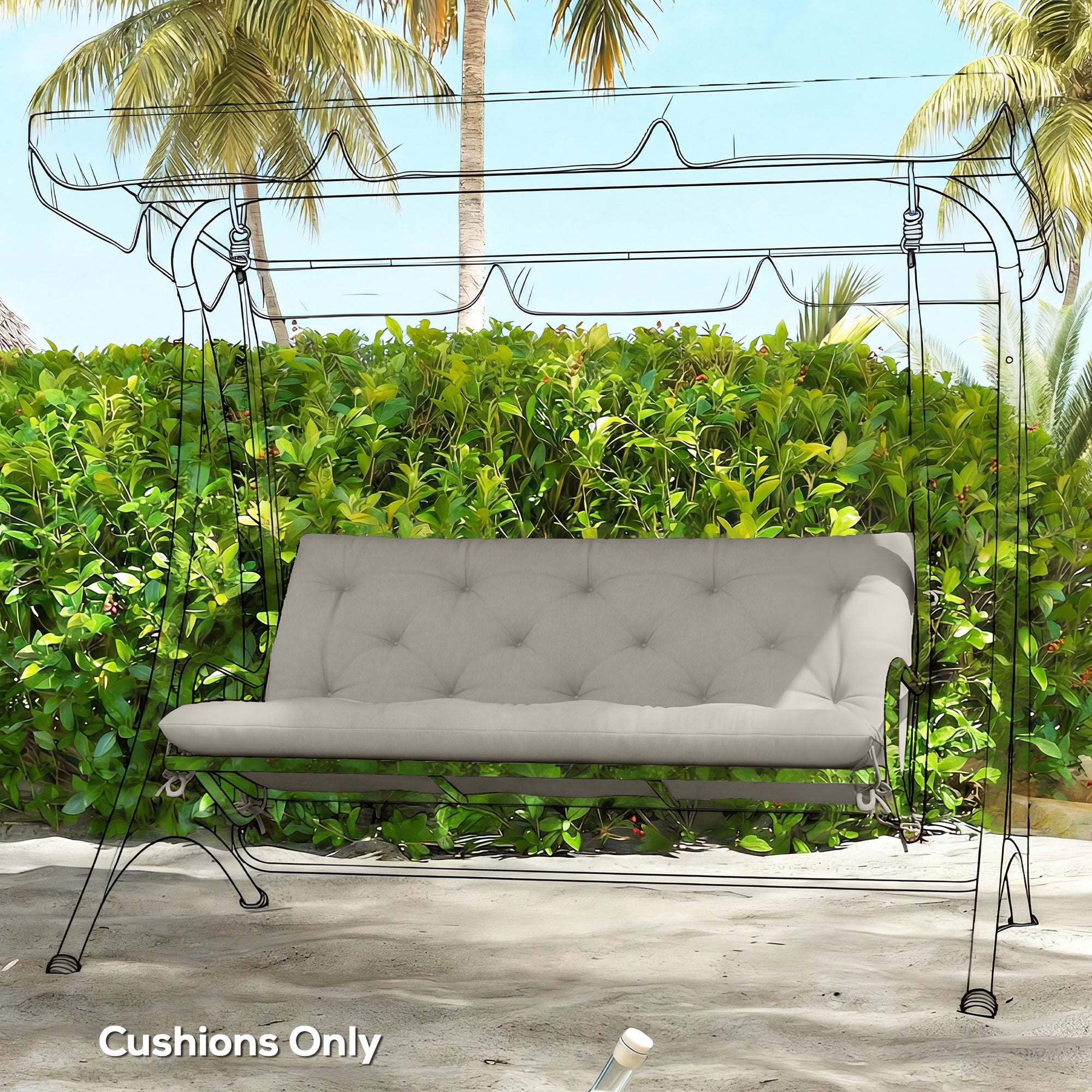 Garden Bench Cushion, 2 Seater Swing Chair Cushion, Seat Pad with Ties for Indoor and Outdoor Use, 110 x 120 cm