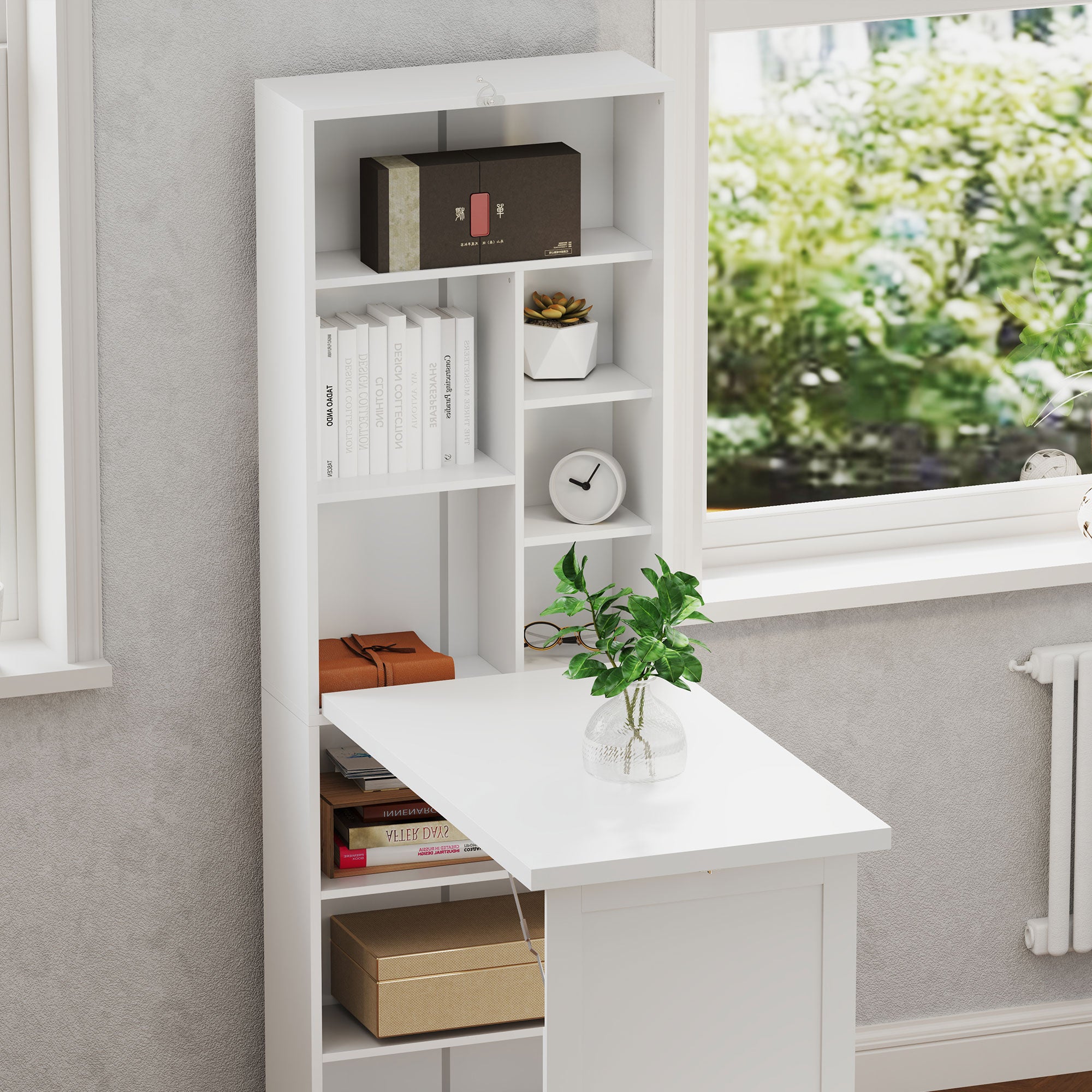 Three-Part Work Desk, with Storage and Writing Board - White