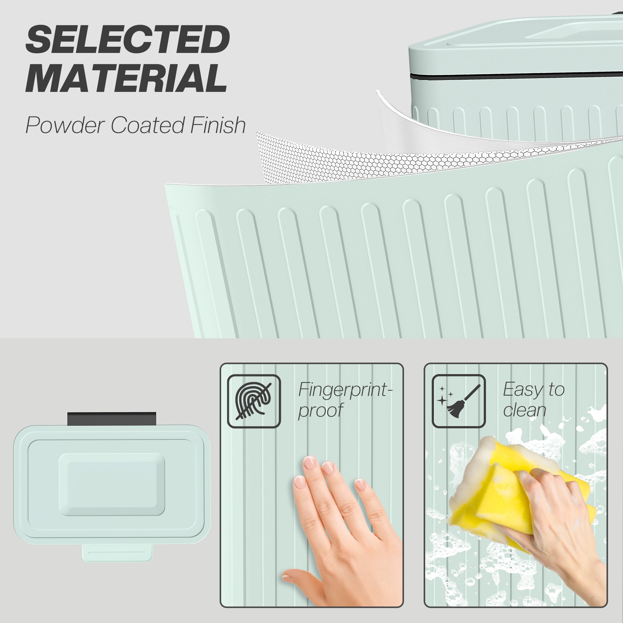 40L Dual Compartment Rubbish Bin, with Soft-Close Lid - Green