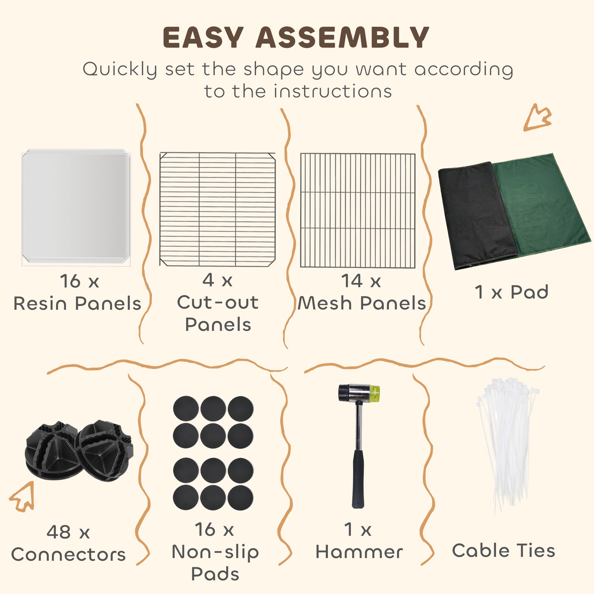 Pet Playpen with Waterproof Mat, DIY Small Animal Enclosure 34 Panels, Indoor/Outdoor Metal Pet Fence for Guinea Pigs