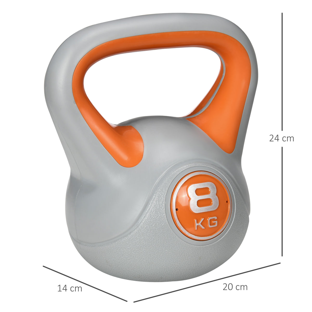 Kettlebell, 8kg Kettle Bells with Handle for Home Gym Weight Lifting and Strength Training, Orange and Grey