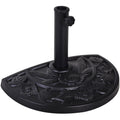 9kg Half Round Resin Parasol Base with Floral Design for Φ3.8cm & Φ4.8cm Umbrella Rod - Black