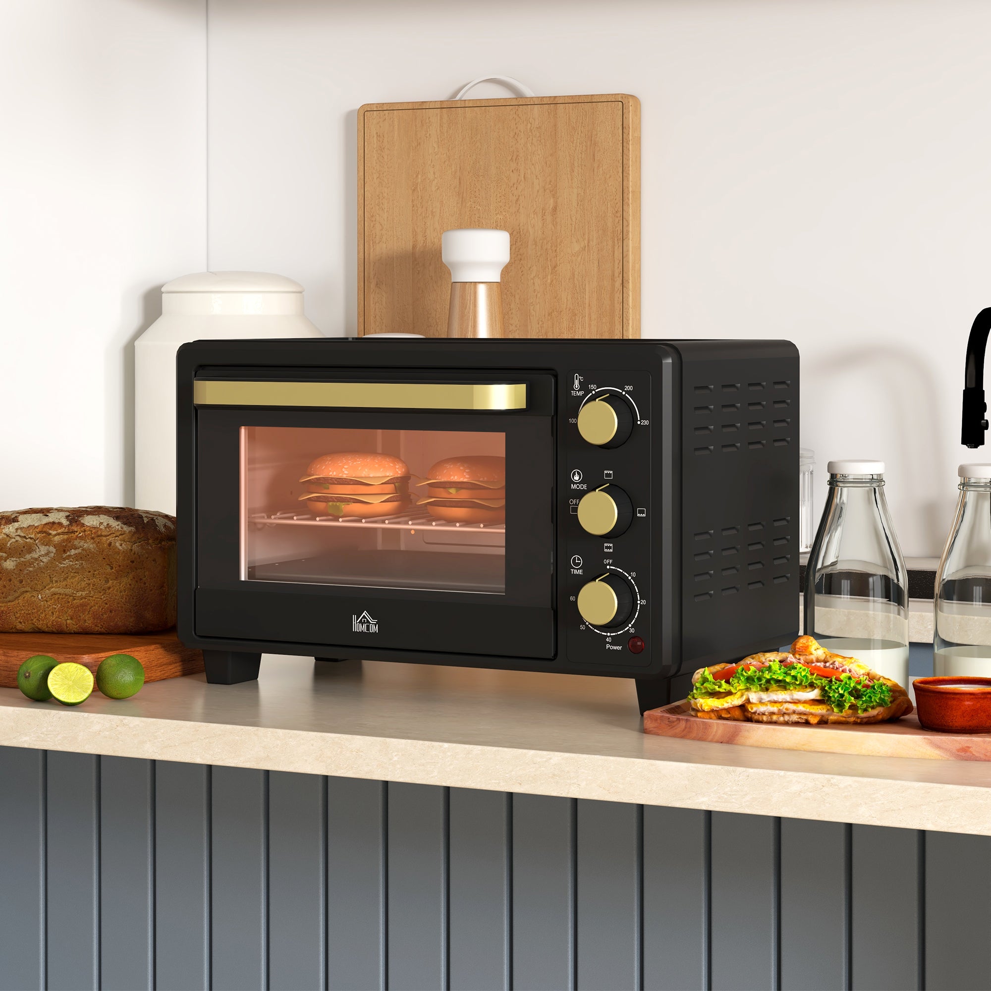 16L Mini 1400W Countertop Oven - Black