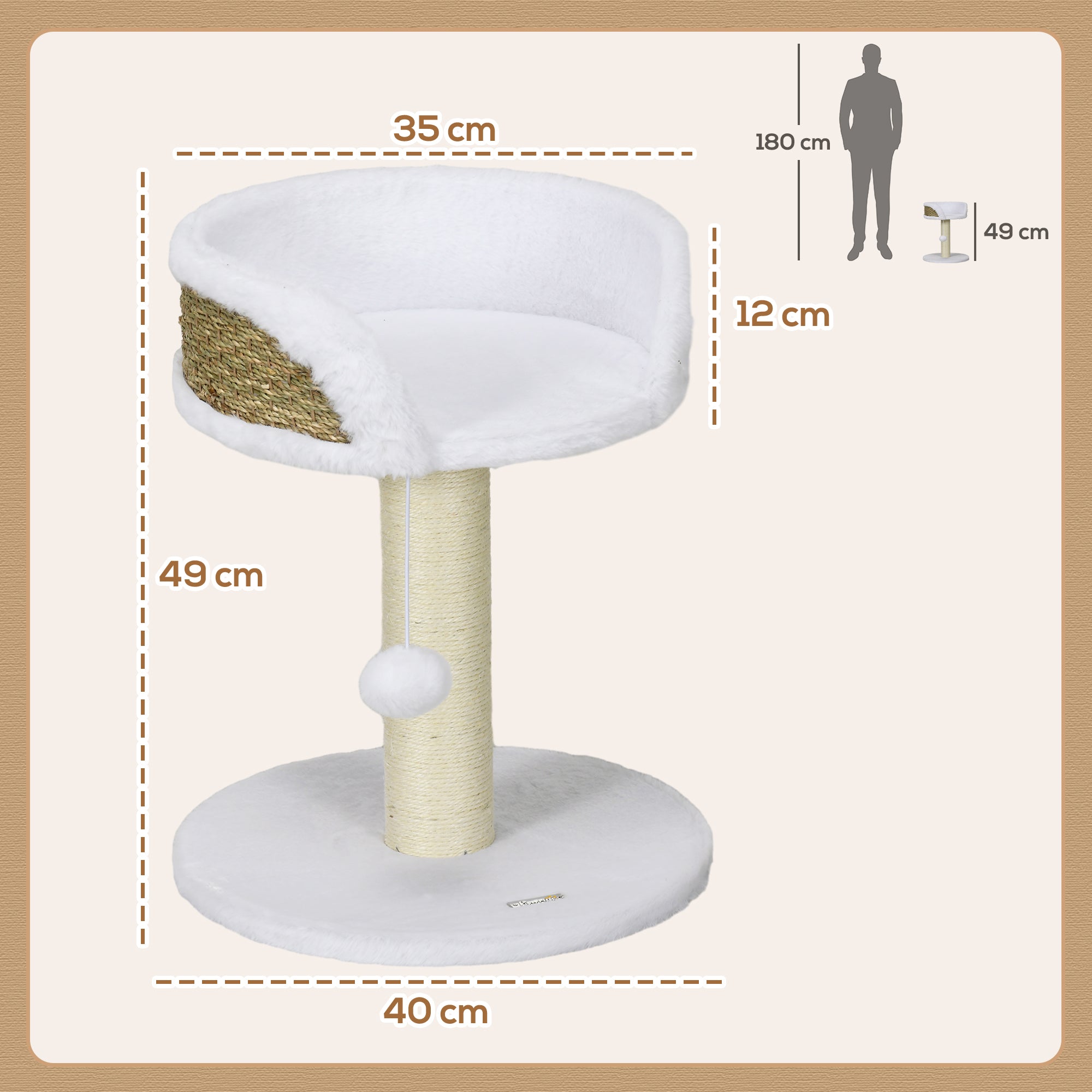 Cat Tree Tower with Scratching Posts, White