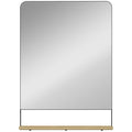 Wall Mirror with Wood Shelf - Black