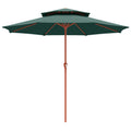 2.7 m Garden Parasol with Double Top Outdoor Market Table Umbrella with Crank System, Green