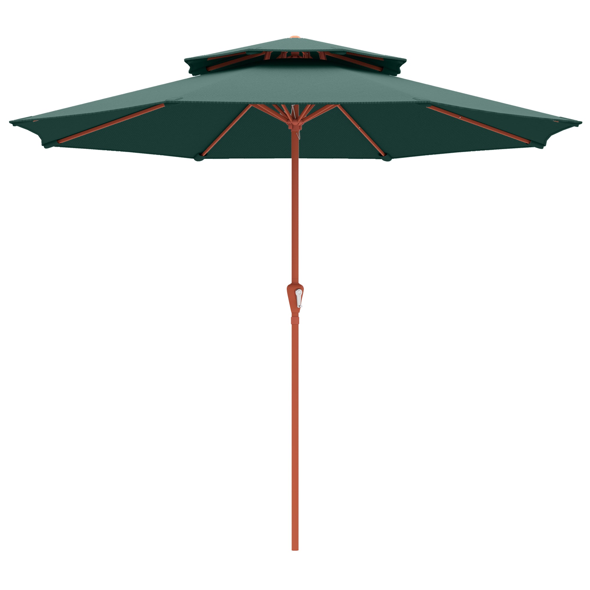 2.7 m Garden Parasol with Double Top Outdoor Market Table Umbrella with Crank System, Green