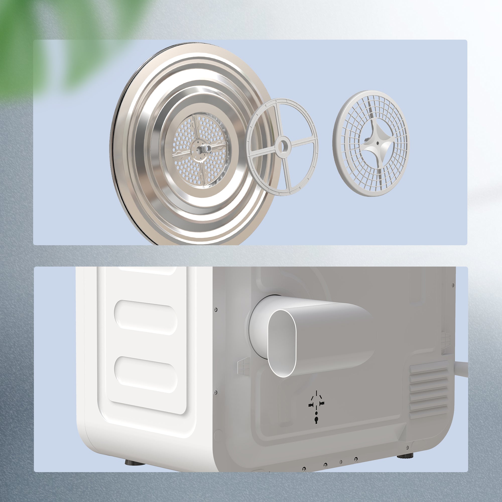 4kg Vented Tumble Dryer, 800W Compact Freestanding Front Tumble Dryer with 5 Drying Mode, Smart Sensor, Timer and Stainless Steel Tub, Wall-Mounted Portable Small Clothes Drying Machine, White