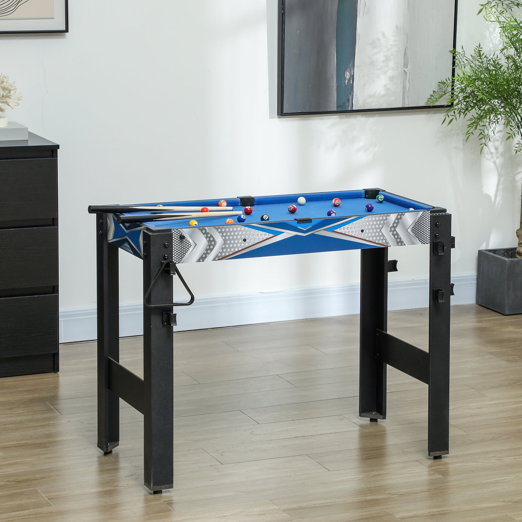 5 in 1 Multi Games Table Combo Sports Game Table for Kids, Mini Pool Table, Table Tennis Table, Hockey Table, Basketball Arcade Game, Bow and Arrow, Blue
