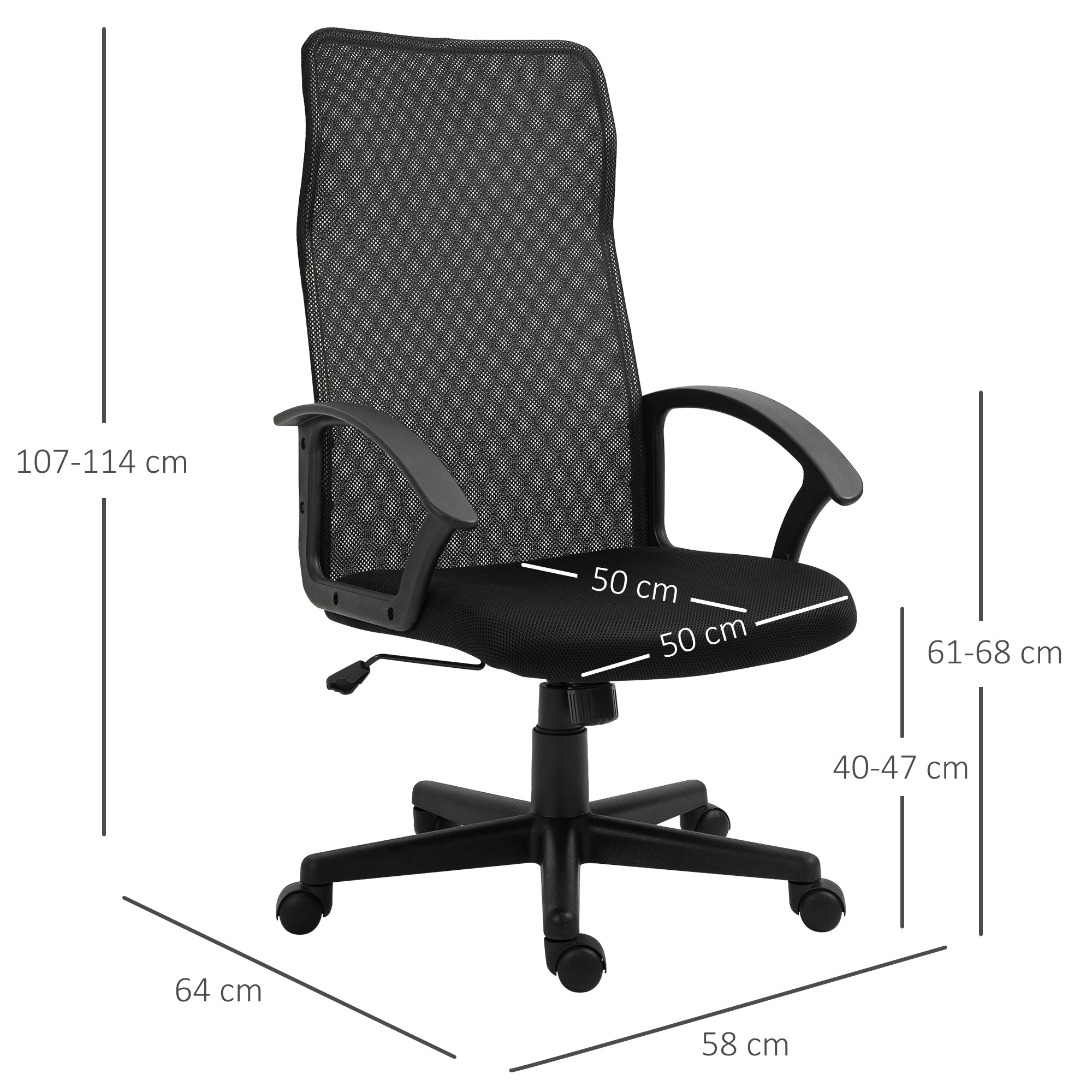 Plastic High Back Home Office Chair Black