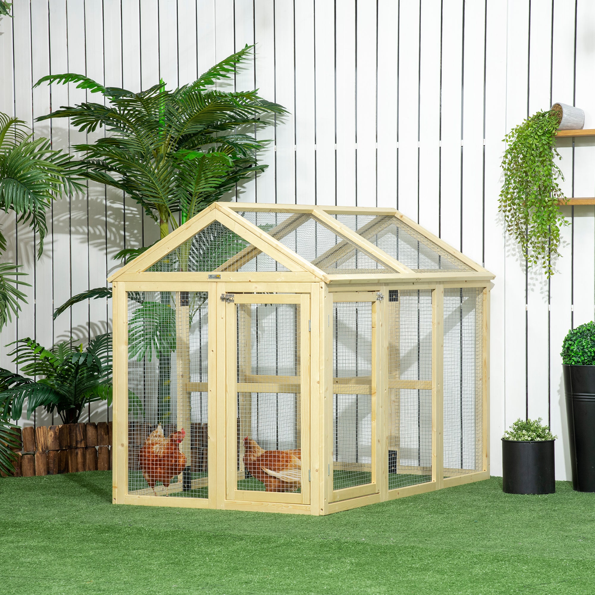 Large Chicken Run, Wooden Chicken coop, with Combinable Design - Natural Wood Finish