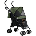 Lightweight Umbrella Structure Dog Stroller with Storage Bag & Cup Holder - Dark Green