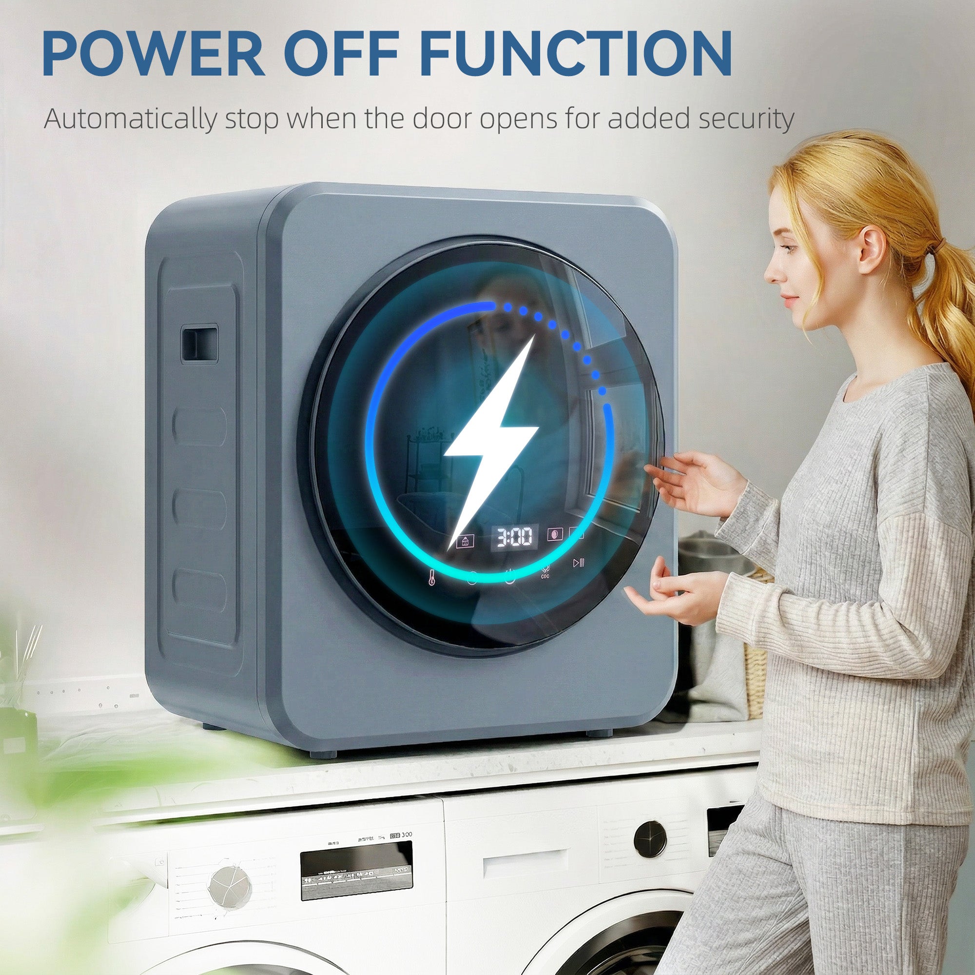 Vented Tumble Dryer, 4kg Front Tumble Dryer with Stainless Steel Tub, 800W Compact Freestanding Grey