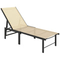 5-Level Adjustable Sun Lounger Chair with Texteline Seat and Steel Frame for Garden, Patio, Beach - Khaki