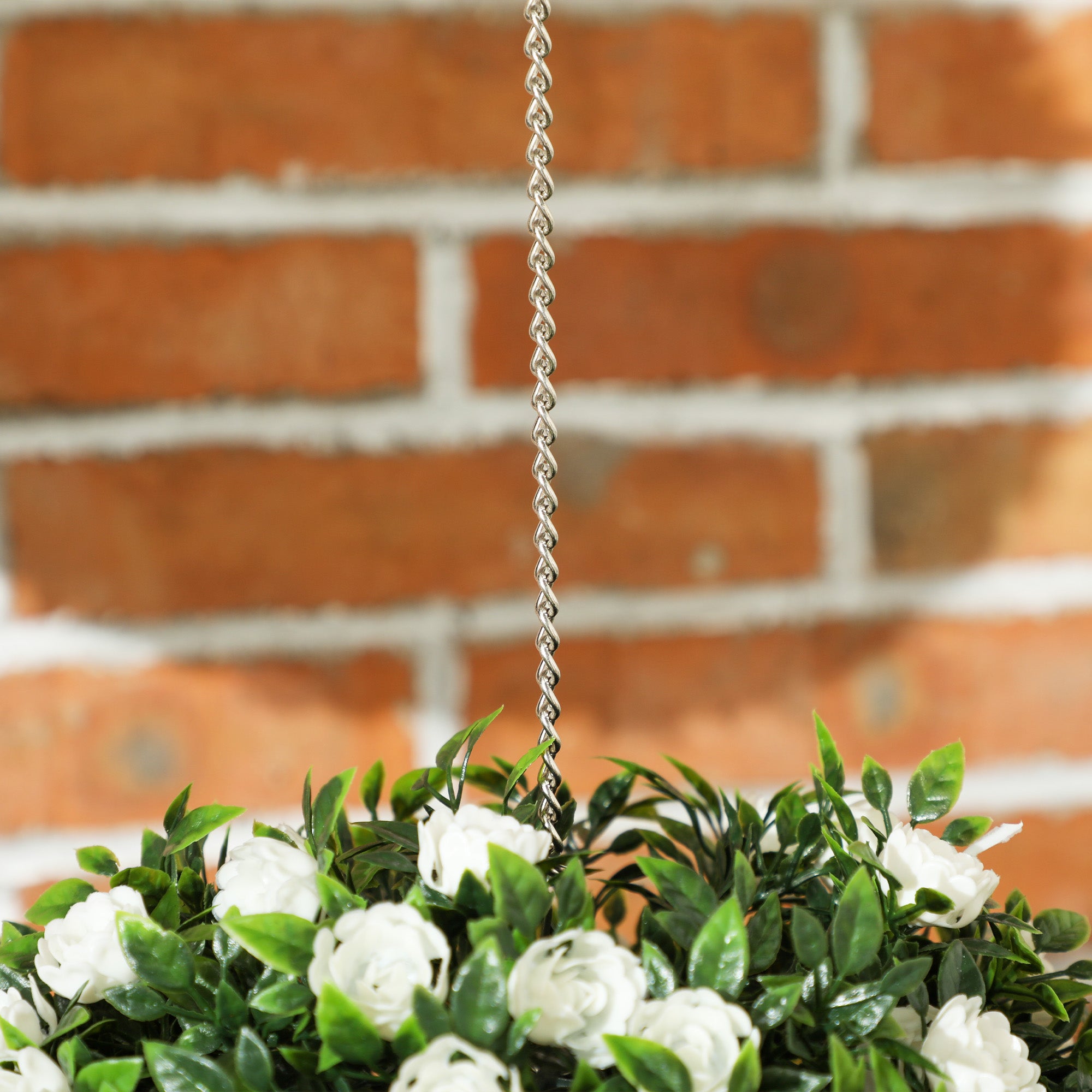 Set of 2 Decorative Artificial Plants, UV-protected Artificial Plant Topiary Rose Balls, Fake Plants for Home Indoor outdoor Decor, 28cm, White