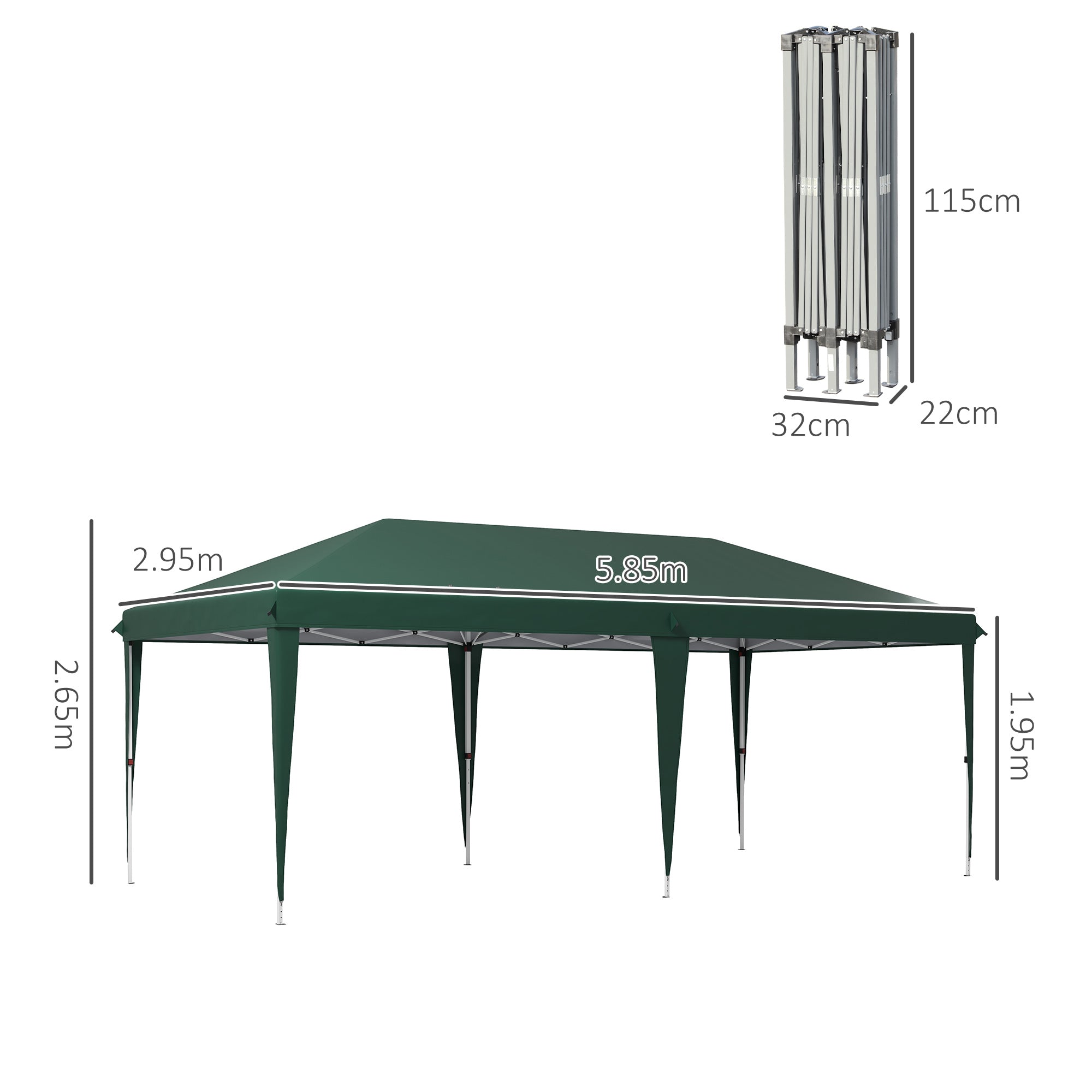 6 x 3 Metre Pop-Up Steel Frame Gazebo - Green Weatherproof