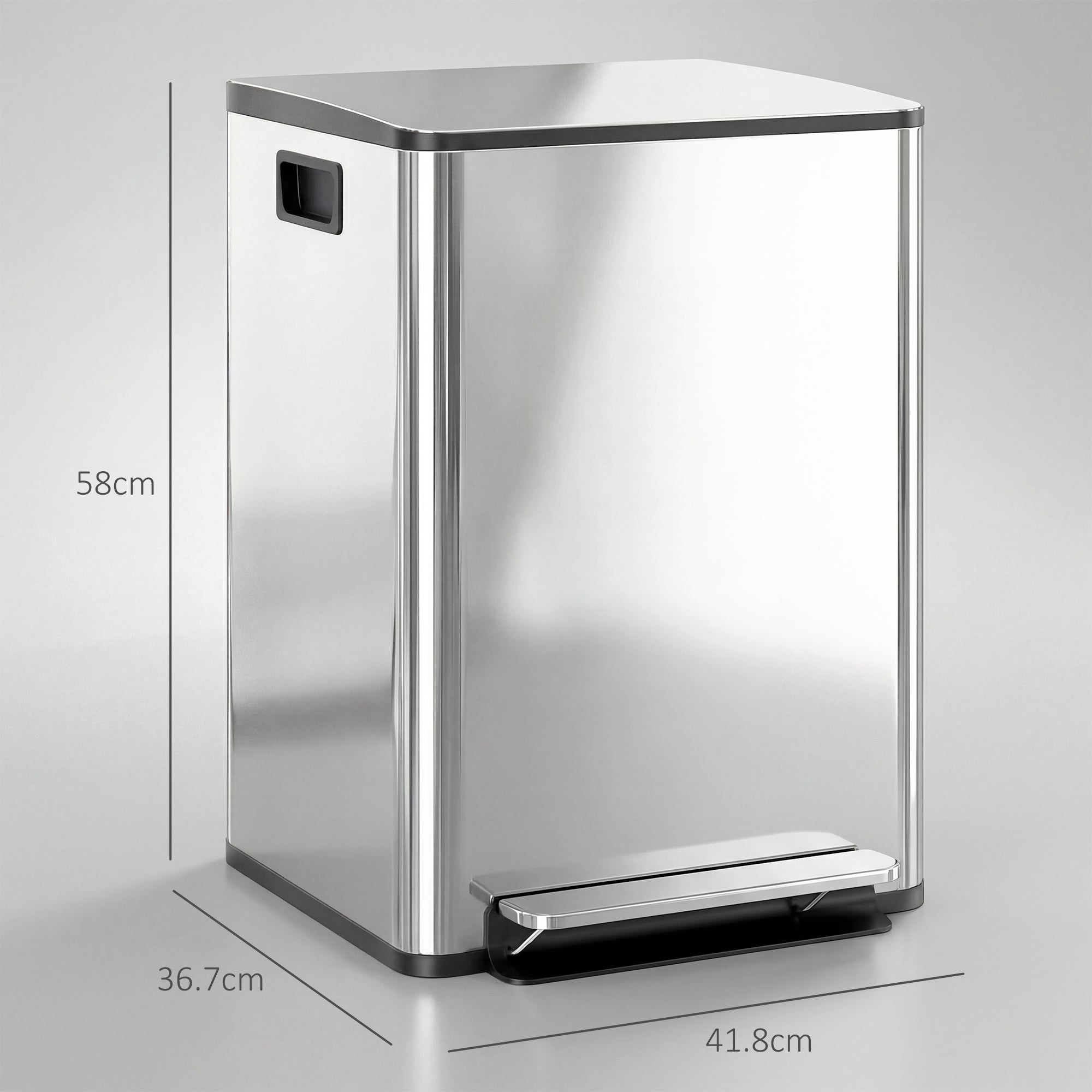 40L Dual Compartment Stainless Steel Bin, with Deodoriser Holders - Silver Tone