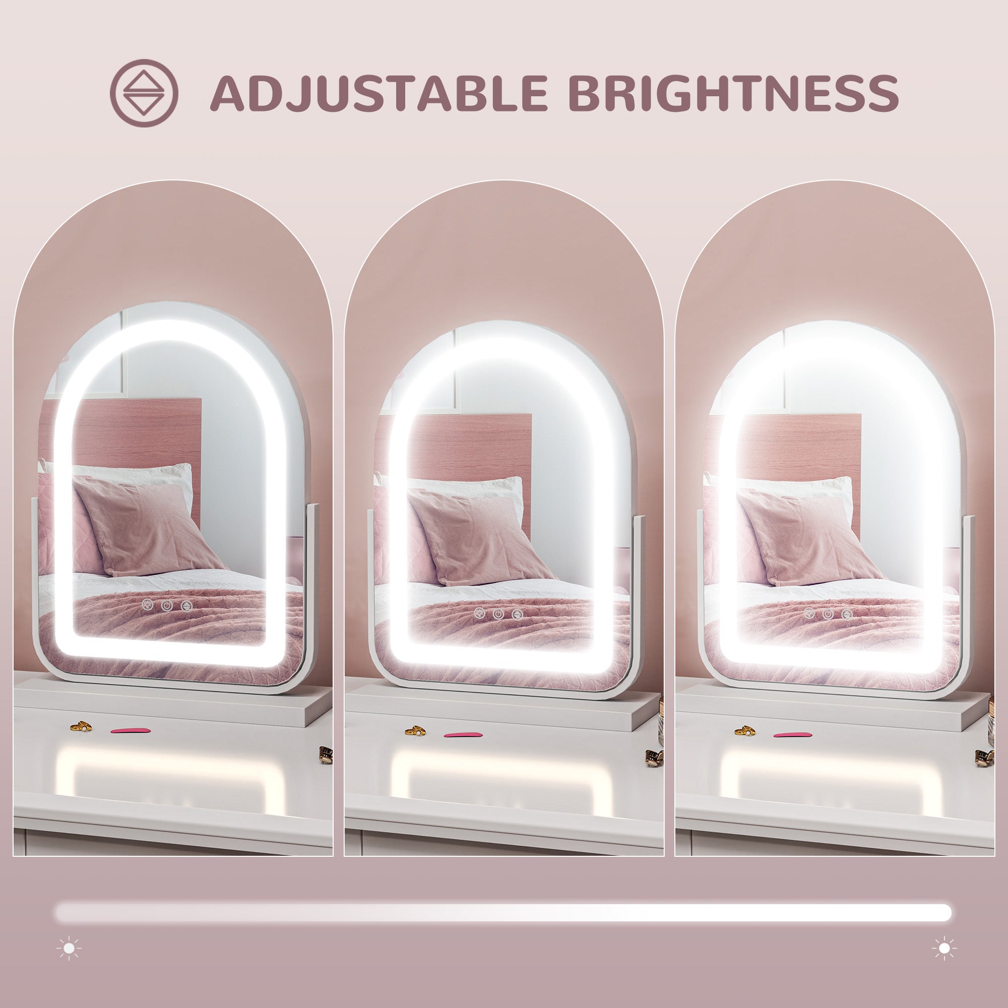 33 x 44.5cm LED Vanity Mirror with Adjustable Lighting - White