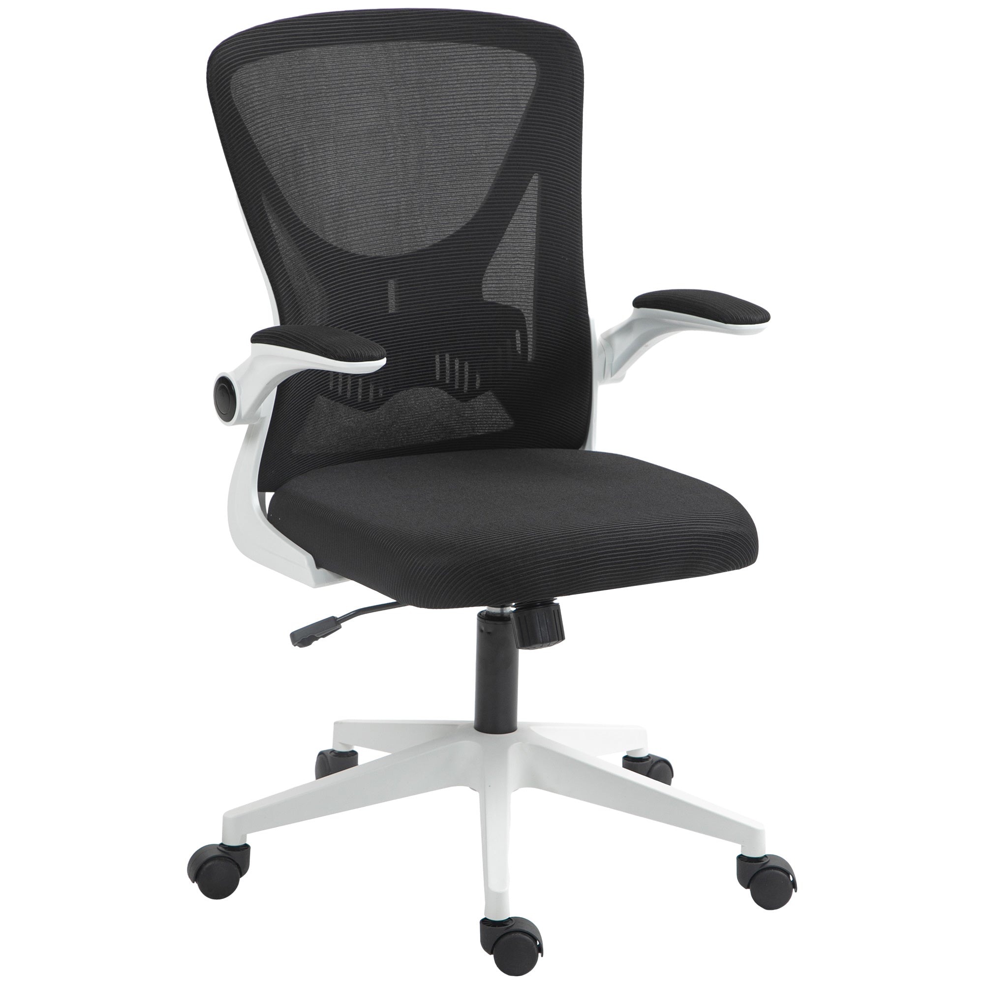 Mesh Back Office Chair, with Flip-Up Arms - Black and White