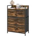 Rustic Chest of Four Fabric Drawers with Steel Frame - Rustic Brown