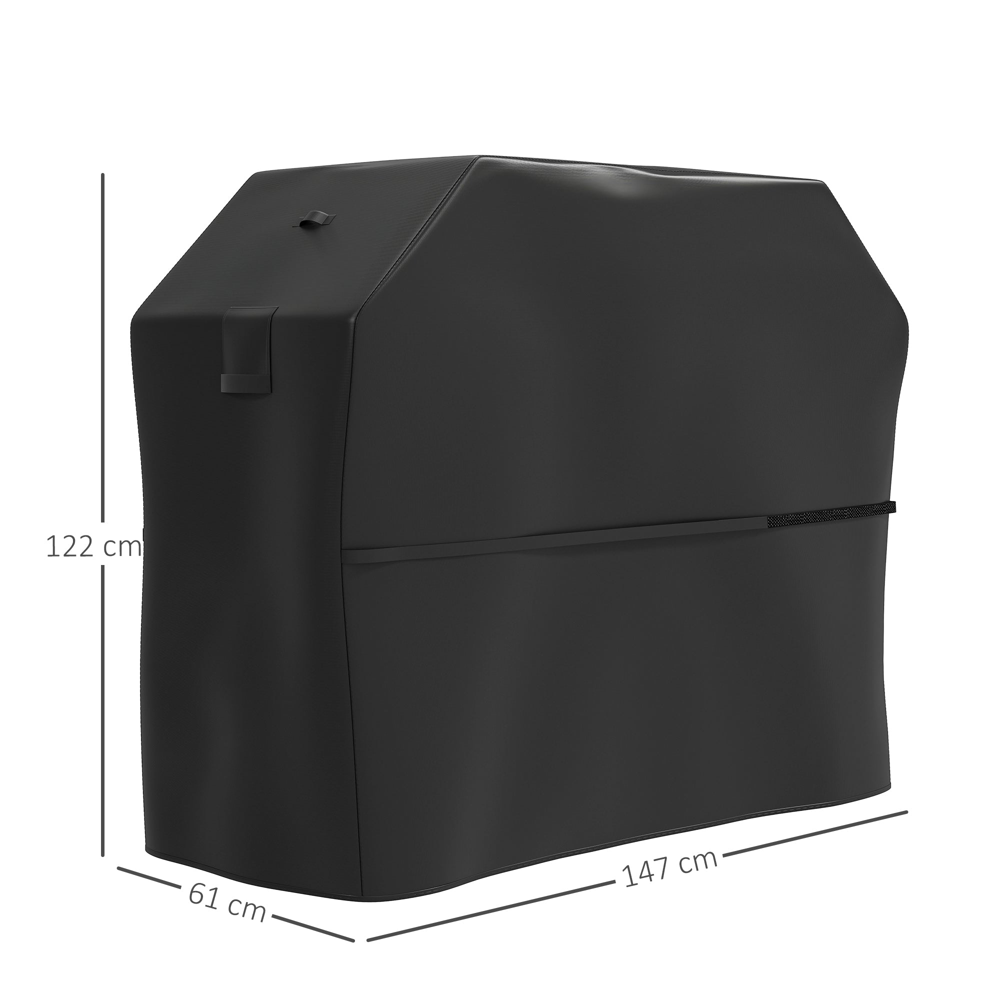 BBQ Cover for Rectangular Gas Grill, 600D UPF30+ Oxford Fabric Barbecue Cover for Waterproof Protection Rip-Proof, with Windproof Hook and Loop Fasteners, Vents, 147 x 61 x 122 cm, Black