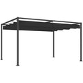 4 x 3m Metal Pergola with Retractable Canopy Roof - Black