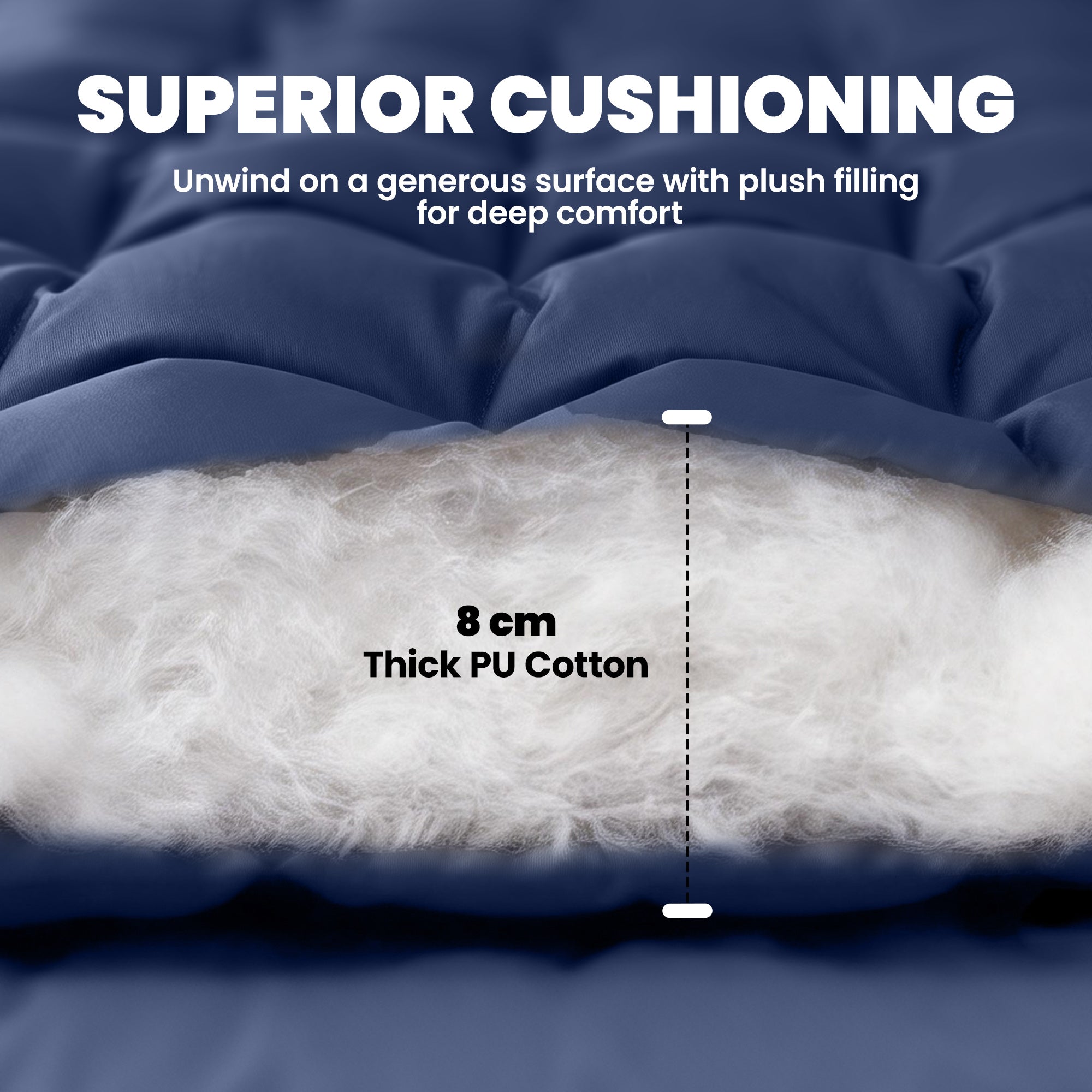 Sleeping Mat, Foldable Camping Mattress Pad with Four Corner Elastic Straps, Dark Blue
