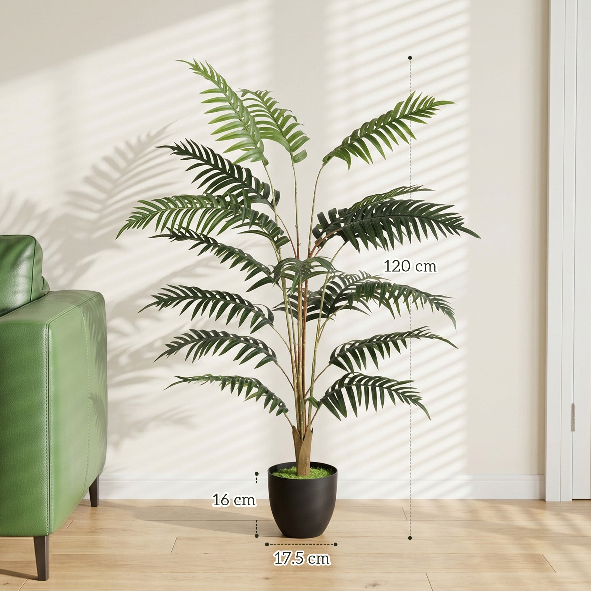 Artificial Fern Topiary Tree, Realistic Artificial Plant in Cement Pot, Fake Plant, 120cm