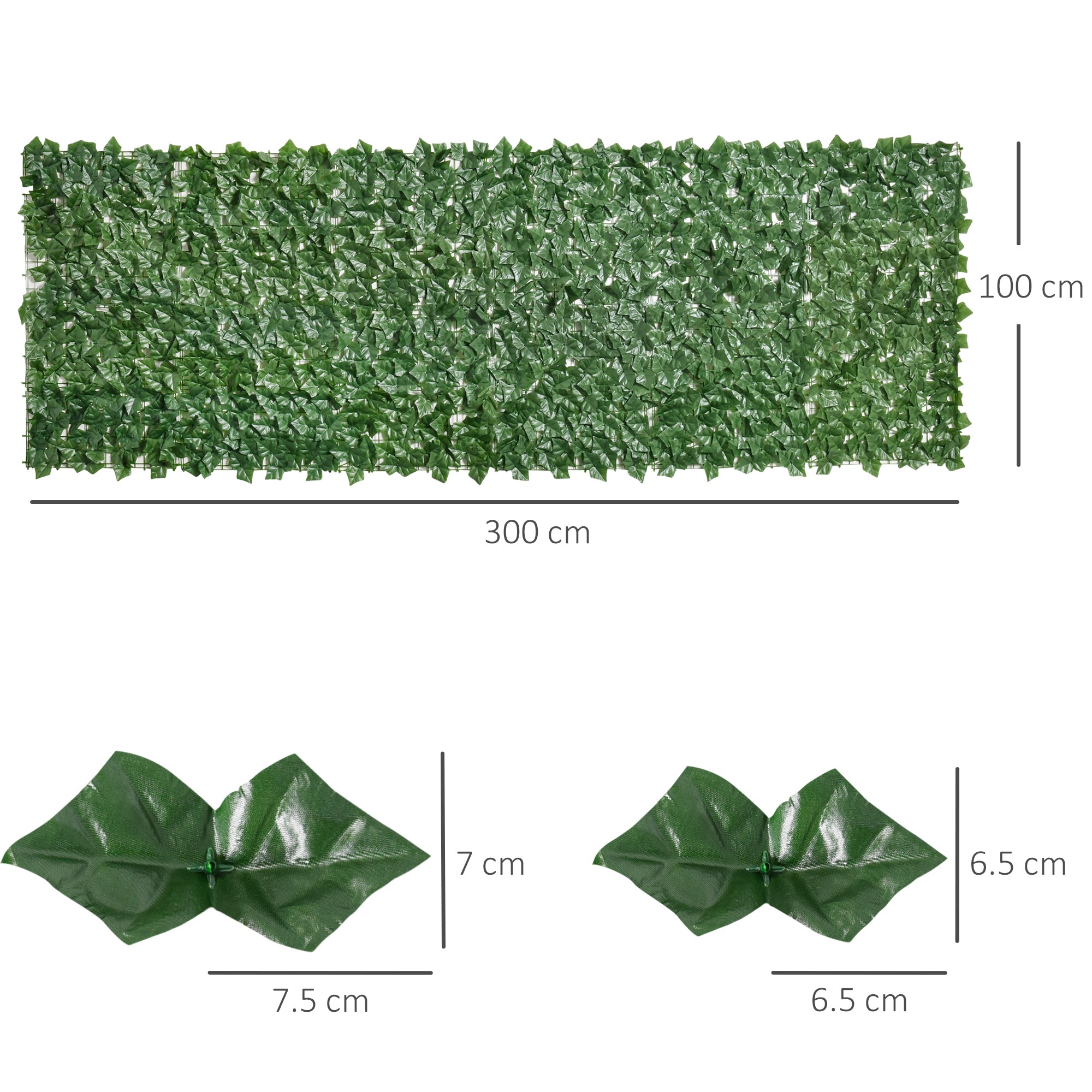 2-Piece Artificial Leaf Hedge Screen Privacy Fence Panel for Garden Outdoor Indoor Decor, Dark Green, 3M x 1M