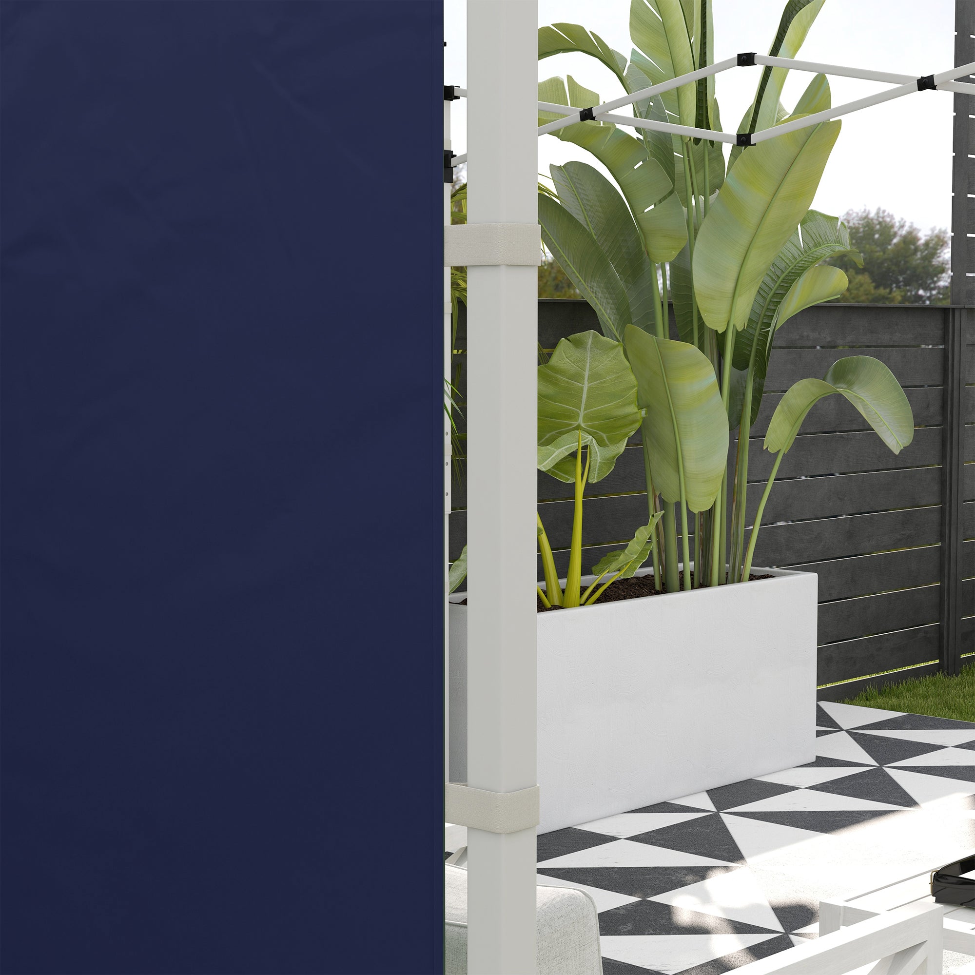 Set of 2 Gazebo Side Walls 210D Oxford Cloth Blue with Windows and Doors