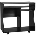 Multi-Storage Compact Work Desk with Wheels - Black