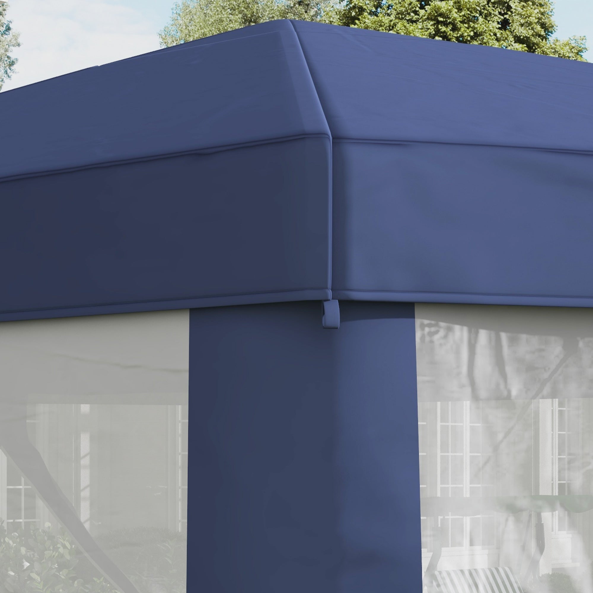 4M Hexagon Gazebo, Netting Party Tent Patio Canopy Outdoor Event Shelter for Activities, Shade Resistant, Blue