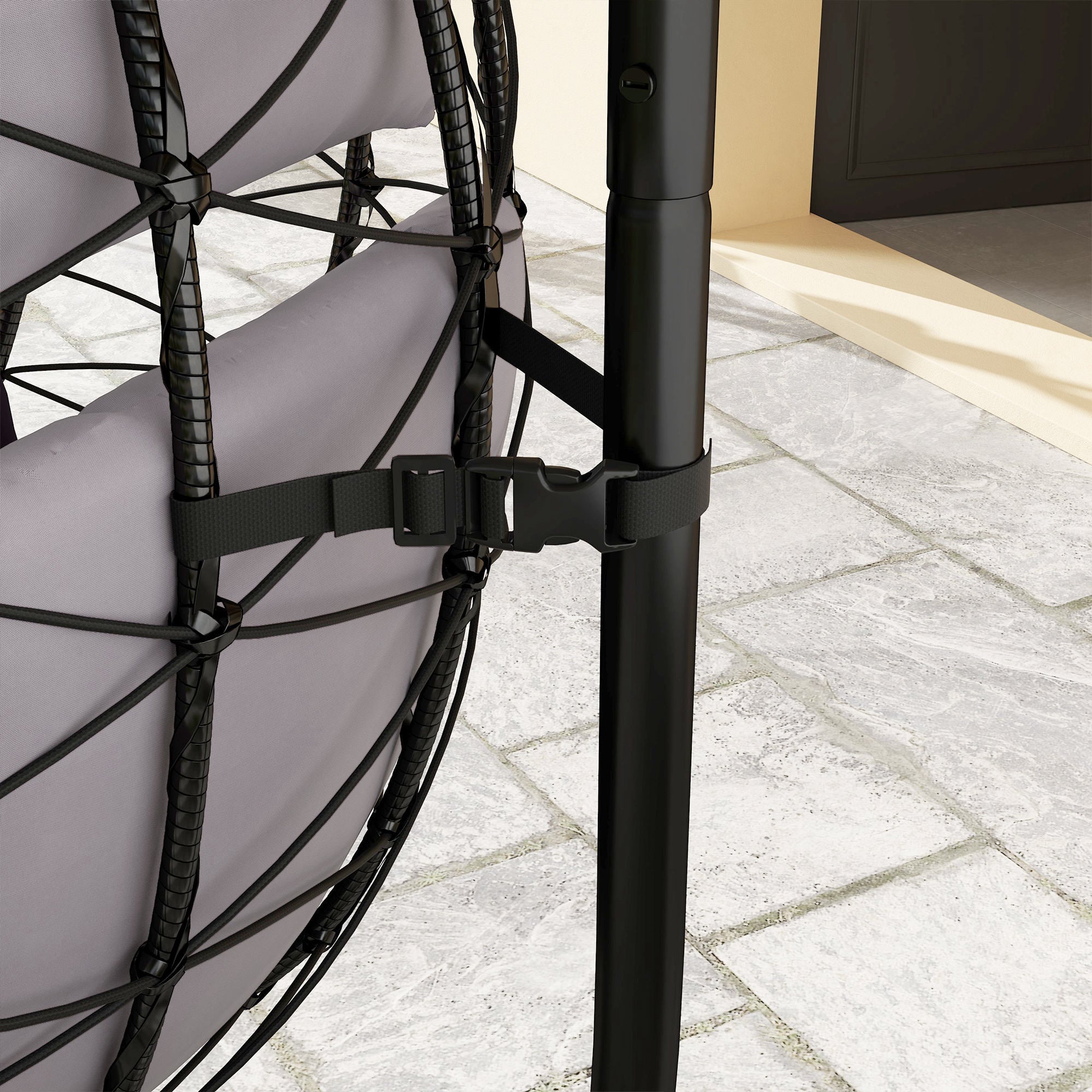 Hanging Egg Chair with Stand and Thick Cushion Grey