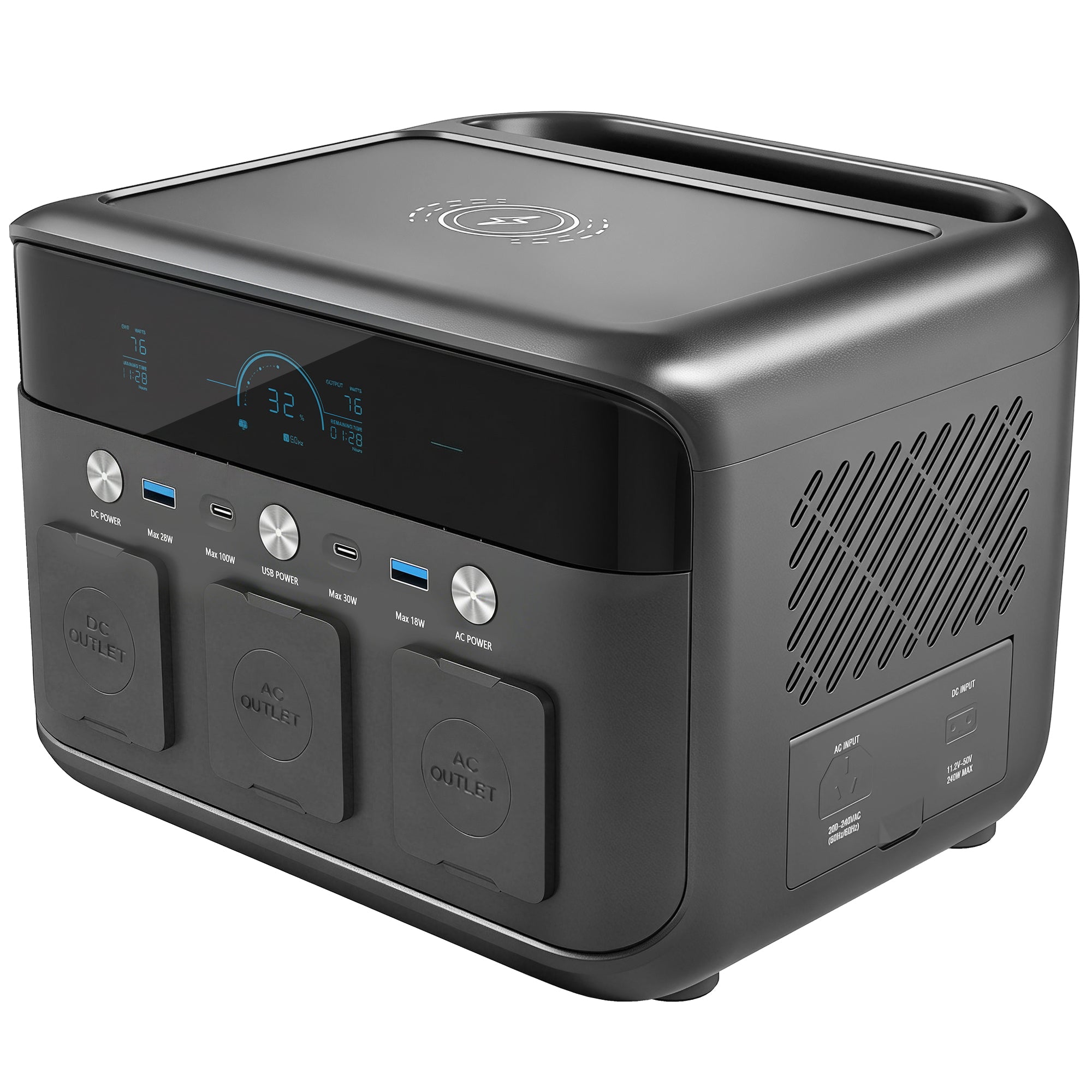 Portable Power Station with LiFePO4 Battery, 1.5H Fast Charge, Camping Power Pack with 600W AC/USB-A & USB-C Output