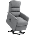 Electric Power Lift Recliner Chair with Footrest - Grey Linen Look
