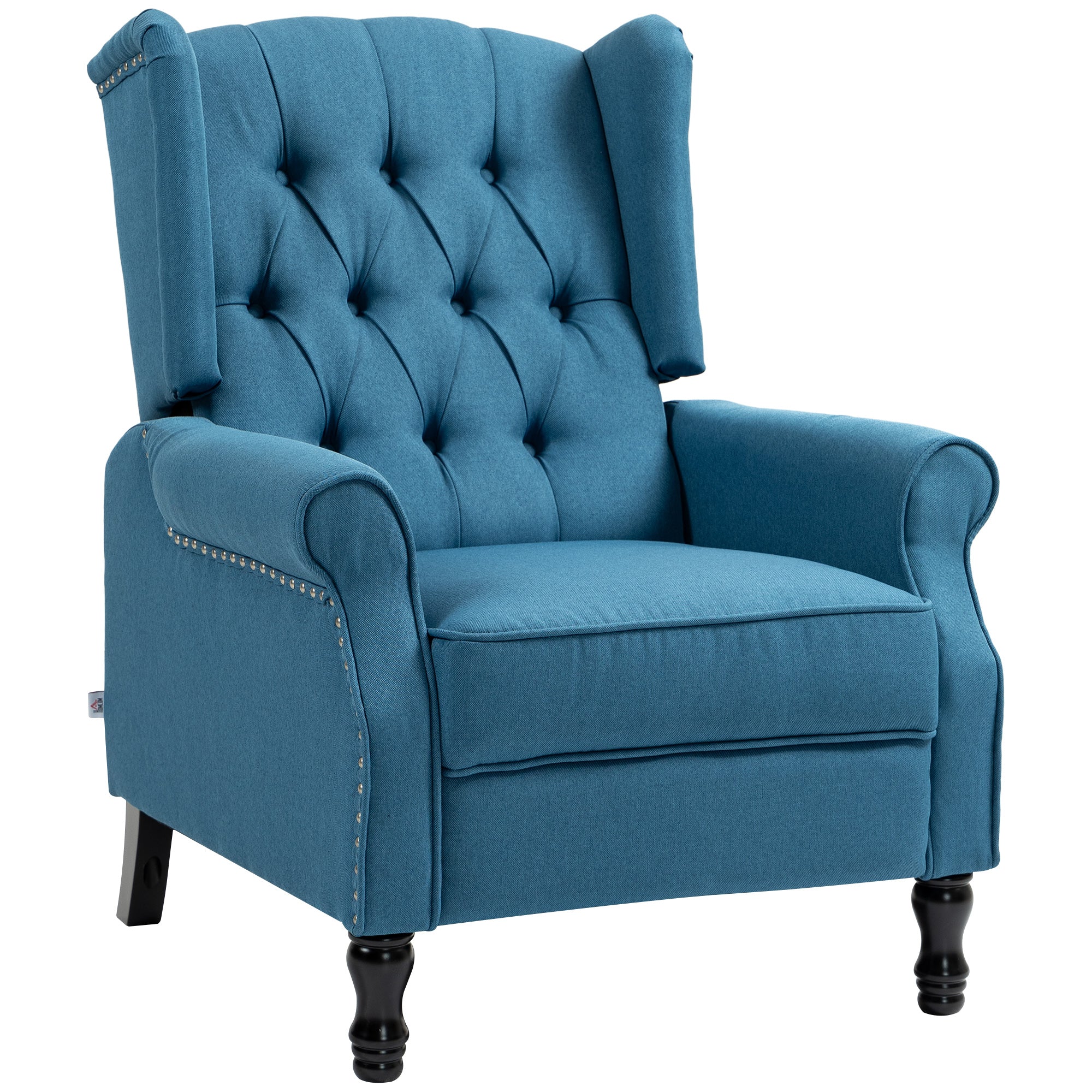 150° Reclining Vintage Armchair, with footrest - Blue